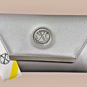 CXL By Christian Lacroix Silver Glam Caviar Clutch Detachable Chain NWT ($78)